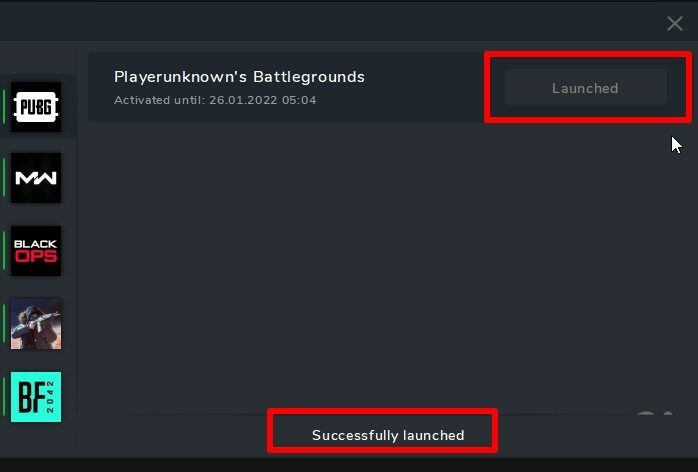 Cheat launch